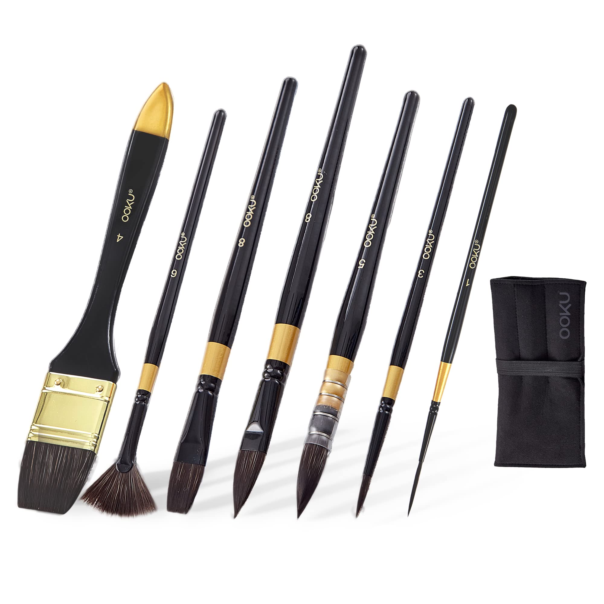 9pcs Round Pointed Tip Pony Hair Artists Filbert Paintbrushes, Marrywindix  Watercolor Paint Brush Set Acrylic Oil Painting Brush Black