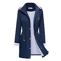 BBX Lephsnt Rain Coats for Women Waterproof Rain Jacket Lightweight Windbreaker Outdoor Hooded Trench Coat
