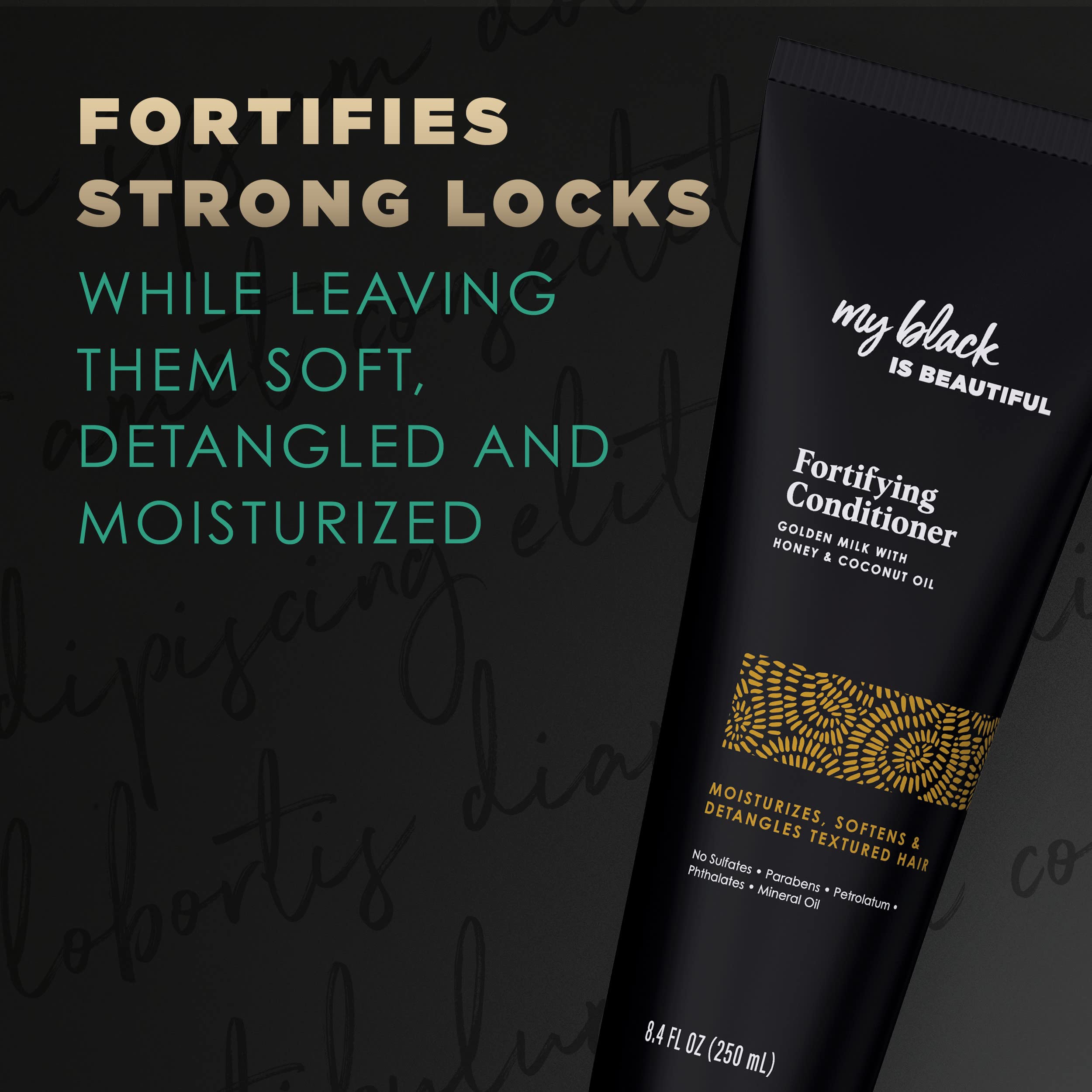 My Black is Beautiful Golden Milk Fortifying Conditioner, 8.4 Fl Oz — Sulfate Free, Moisturizing Conditioner for Curly and Coily Hair with Coconut Oil, Honey, and Turmeric (Packaging May Vary)