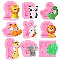 Animal Fondant Molds, Lion Rabbit Chocolate Molds, Giraffe Elephant Dinosaur Silicone Molds, Turtle Leaf Cake Decorating Molds for Cupcakes, Candy, Cookies, Soap, Candles, Epoxy, Clay Molds