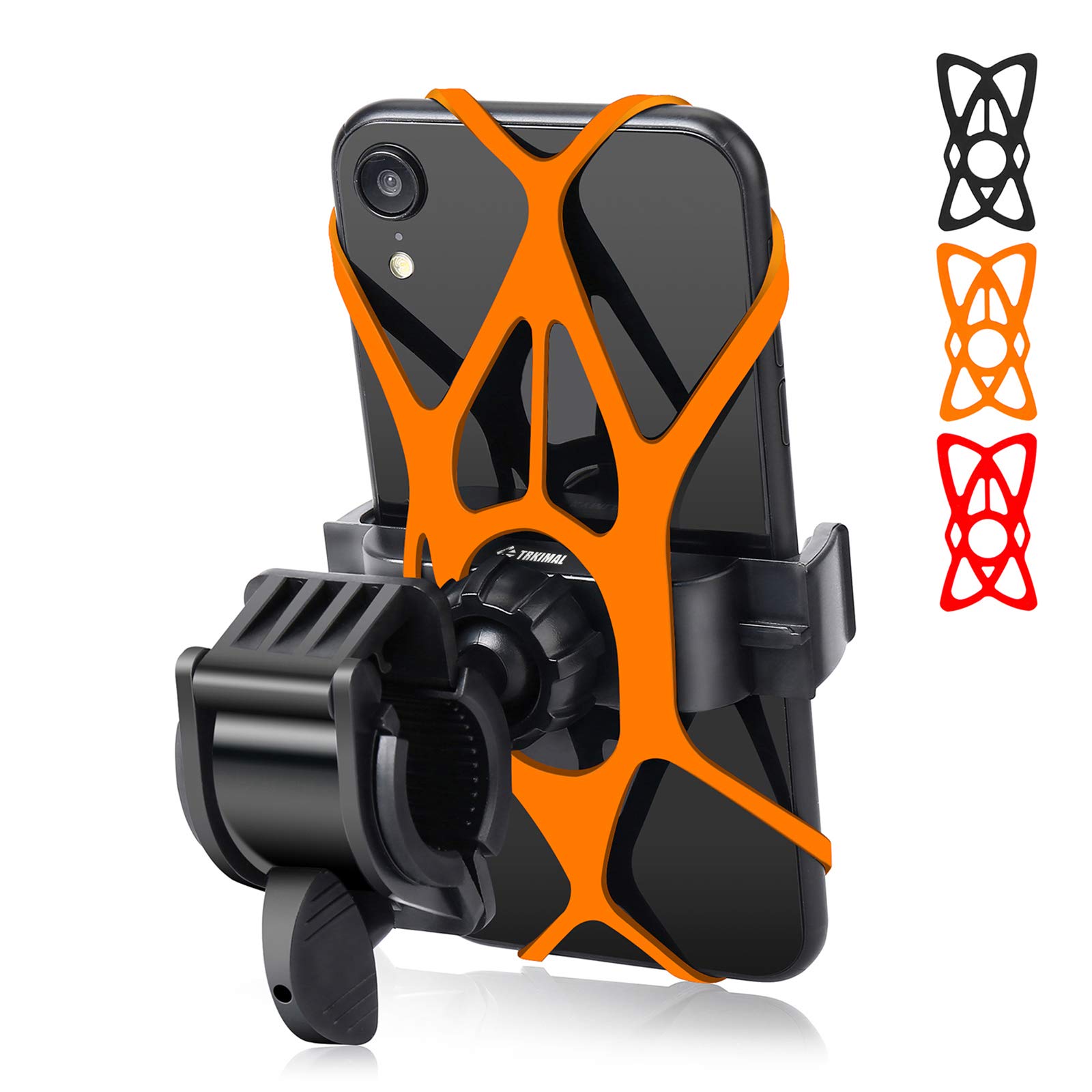 TRKIMAL Bike Phone Mount Universal Adjustable Cell Phone Holder for Bicycle Motorcycle Compatible with iPhone Max Xr Xs X Pro 12 11 8 7 Plus, Galaxy S20 S10 S9 S8 S7 Edge Note 10 9 8 7