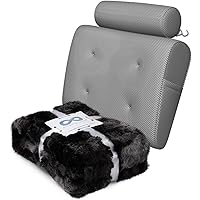 Everlasting Comfort Luxury Bath Pillow & Plush Throw Blanket Bundle - Ultimate Relaxation & Cozy Comfort - Home Spa Experience