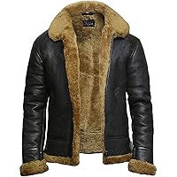 Mens Leather Bomber Jacket Genuine B3 Shearling Aviator Flying Jacket