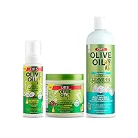 ORS Olive Oil Hold & Shine Wrap Set Mousse Infused with Coconut Oil for Restorative Shine - Fortifying Creme Hairdress infused with Castor Oil for Strengthening - Max Moisture Super Silkening Leave-In