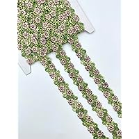 Designer’s Shop Embellishment Floral Lace Trim 3/4” x 5 Yard for DIY Crafting Sewing (Pastel Green/Lavender) VL 6119 Home Decor Trim