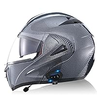 ABDOMINAL WHEEL Bluetooth Flip Up Motorbike Motorcycle Helmet,Crash Modular Helmet with Double Visor,DOT Approved Flip Up Front Racing Crash Helmets for Adult B,M=57~58cm 