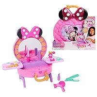 Disney Junior Minnie Mouse Get Glam Magic Table Top Pretend Play Vanity with Lights and Sounds, Officially Licensed Kids Toys for Ages 5 Up by Just Play