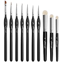 Dainayw Fine Detail Paint Brush Set - 9 Pieces Miniature Brushes for  Acrylic