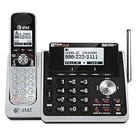 AT&T TL88102 DECT 6.0 2-Line Expandable Cordless Phone with Answering System and Dual Caller ID/Call Waiting, 1 Handset, Silver/Black