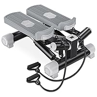 Advanced Twist Motion Mini Steppers for Exercise at Home, Portable Stair Steppers with Ultra Quiet Design, Resistance Bands & Mat - Hydraulic Fitness Stair Climber, 350lbs Weight Capacity