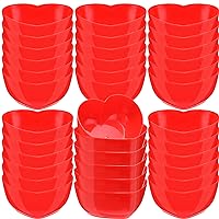 36 Pcs Valentine's Day Heart Shaped Bowl Dessert Bowls Deep Plastic Heart Bowl Aesthetic Plates Serving Bowls Salad Bowls Fruit Bowl for Dessert Pasta Fruit Snack, 7.48 Inch (Red)