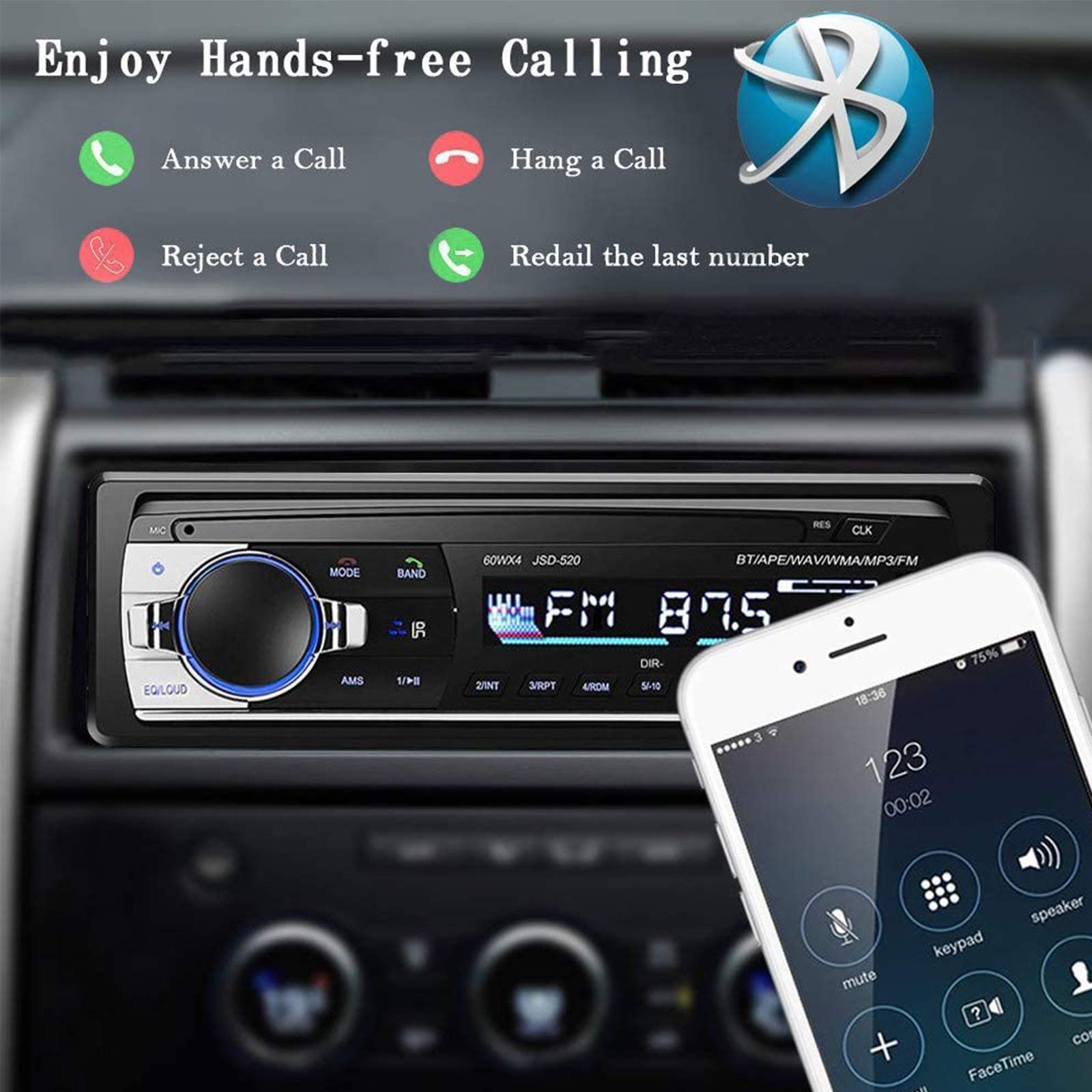 Mua Aigoss Bluetooth Car Stereo, 4x60W Car Audio FM Radio, MP3 Player  USB/SD/AUX Hands Free Calling with Wireless Remote Control trên Amazon Mỹ  chính hãng 2023 | Fado