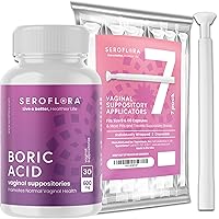 Boric Acid Vaginal Suppositories for Women with Suppository Applicators - Boric Acid Pills Support Vaginal Odor Control - 30 Suppositories 7 Applicators