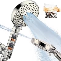 Filtered Shower Head with Handheld，High Pressure 9 Spray Mode Showerhead with Hose,Bracket and Minerals Stones Replacement Filters for Hard Water,Anti-clog & Powerful to Clean, Rdrm9040BN