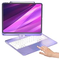 NOKBABO iPad Pro 12.9 inch Case with Keyboard,Multi-Touchpad,Rainbow Backlight,Pencil Holder,Keyboard for iPad Pro 12.9 inch 6th Gen 2022/5th Gen 2021/4th Gen 2020/3rd Gen 2018 - Metallic Purple