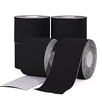 WeTop 6 Rolls Black Kinesiology Tape, 2inch x 16.4ft Uncut Kinetic Tape, Cotton Elastic Athletic Tape Latex Free Hypoallergenic, for Ankle Muscle Knee Elbow Shoulder.