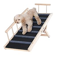 VEVOR Dog Ramp, Folding Pet Ramp for Bed, Adjustable Dog Ramp for Small, Large, Old Dogs & Cats, Wooden Pet Ramp with 47.2