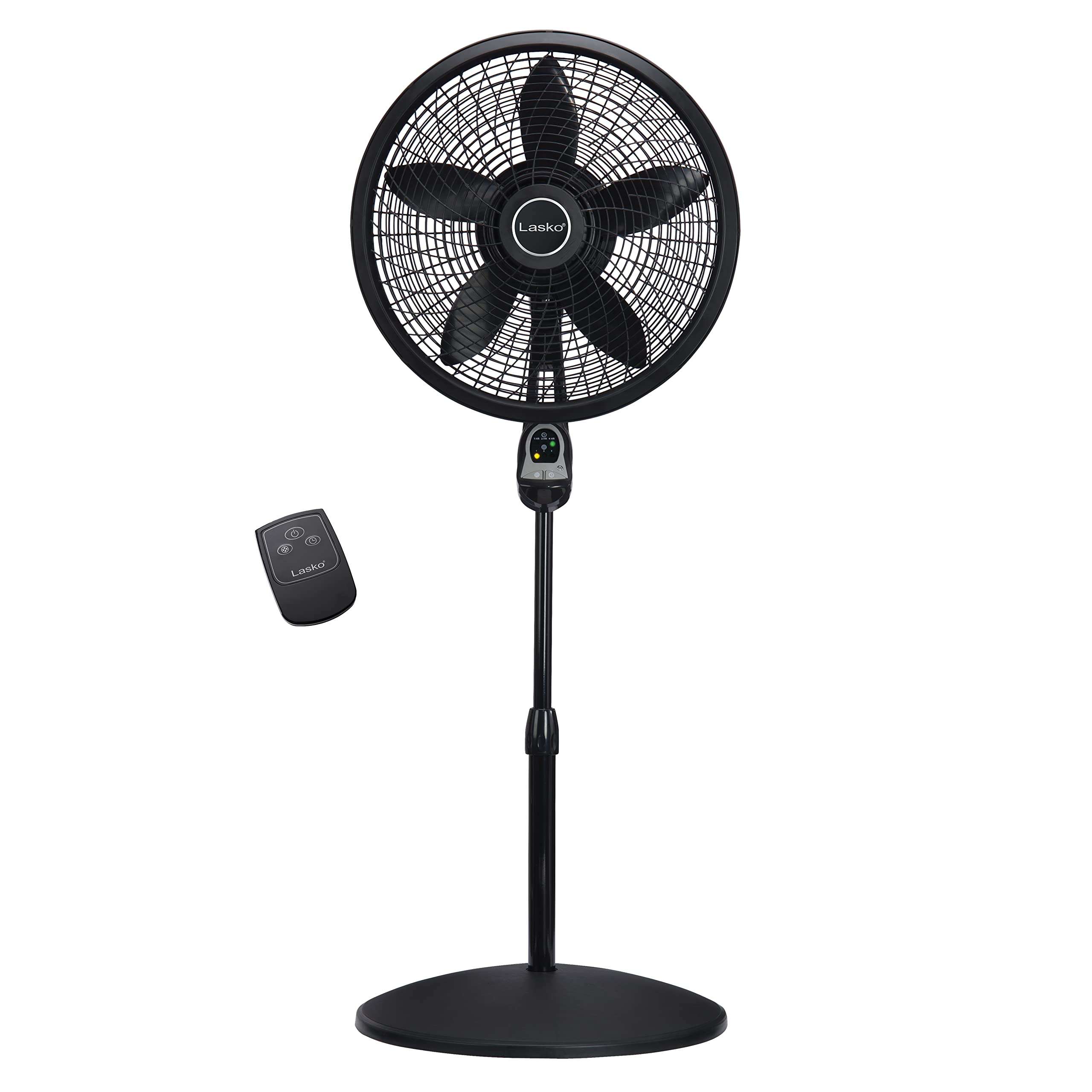 Lasko Oscillating Cyclone Pedestal Fan, Adjustable Height, Timer, Remote Control, 3 Speeds, for Bedroom, Living Room, Home Office, 18