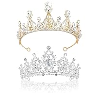 TOCESS Gold Princess Crown and Tiara for Women Princess Gold Tiara Queen Costume Crystal Rhinestone Crown for Bride Bridal Girl Ladies Wedding Prom Birthday Festival Party, Ideal Gift for Women