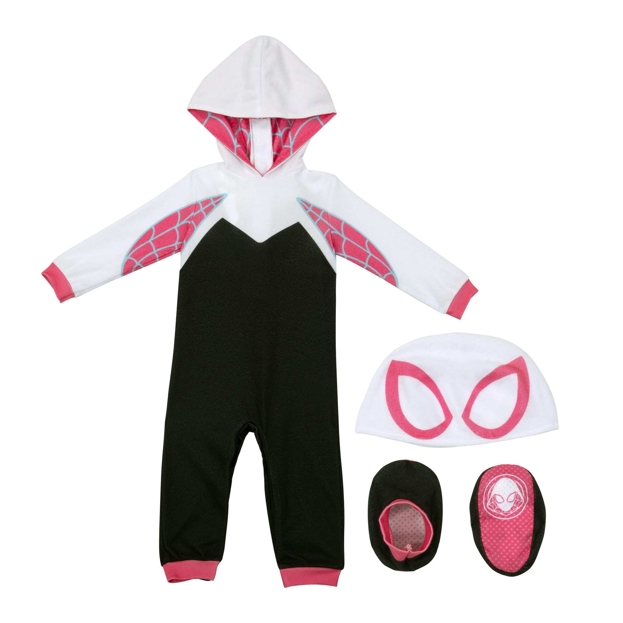 MARVEL Spider-Gwen Official Infant Deluxe Costume - Premium Quality Minky Fabric and Non-Slip Grip Booties 6/12 Months