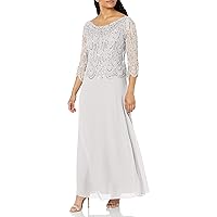 J Kara Women's 3/4 Scallop Beaded Pop Over Gown