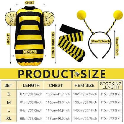 Bee Costume Kit Halloween Bee Cosplay Costume Women Honey Bee Costume Accessories Halloween Honeybee Cosplay Party Favors