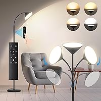 Floor Lamp, 18W Upgraded Bright LED Floor Lamps for Living Room Bedroom with Soft Gooseneck Stepless Dimming & Color 76inch Tall Standing Lamp with Remote & Touch Control Work with Smart Plug