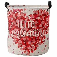 Laundry Baskets Red Love Heart Collapsible Clothes Hamper Romantic Sweet Foldable Freestanding Laundry Hamper with Handle Storage Basket for Laundry 16.5x17in