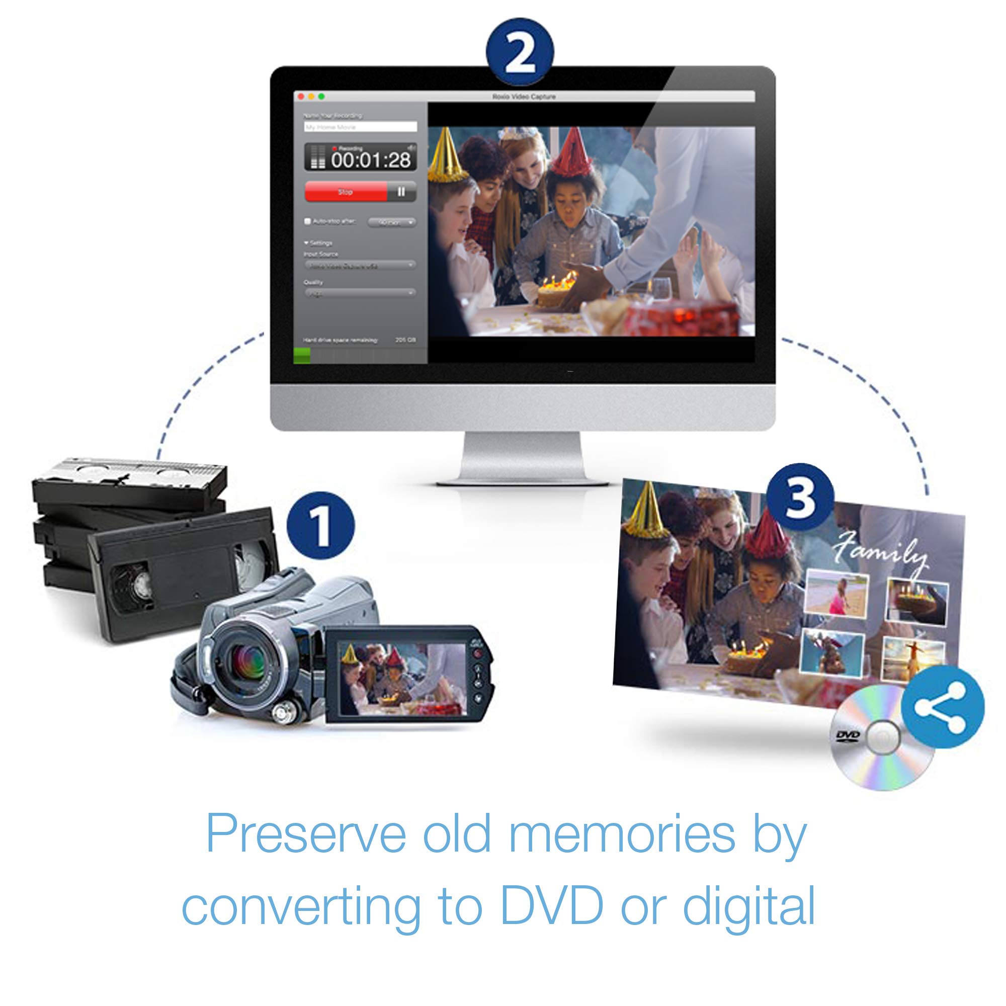 Roxio Easy VHS to DVD for Mac | VHS, Hi8, V8 Video to DVD or Digital Converter [Mac Disc]