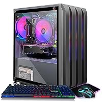 STGAubron-Gaming PC Computer Desktop-RX 550 4GB-Intel i7 Xeon E5 2.5-3.3GHz-16GB RAM-512GB SSD WiFi BT-5.0,W10H64, RGB Fanx3, RGB Keyboard & Mouse & Mouse Pad-Gaming Computer Tower-For Gamer,Streaming