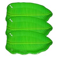 14 inch Banana Leaf Shape South Indian Dinner Lunch Serving Melamine Platter Plate for All Occasions - 3 Pcs