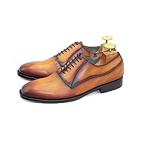 Custom Made Tan Color Leather Oxford Whole-Cut Dress Formal Men's Shoes