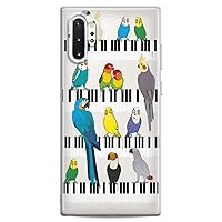 Case Compatible with Samsung S24 S23 S22 Plus S21 FE Ultra S20+ S10 Note 20 S10e S9 Slim fit Clear Pianist Musician Girls Print Cute Birds Flexible Silicone Lady Parrots Design Blue Colorful