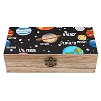 Solar System Planet Decorative Wooden Storage Box Jewelry Organizer Craft with Lids Home Decor