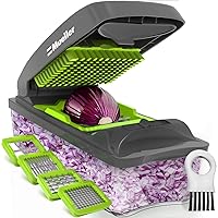 Mueller 4-Blade Onion Chopper, Vegetable Chopper, Grape Cutter, Egg and Cheese Slicer with Container