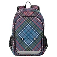 ALAZA Blue and Purple Plaid Pattern Casual Daypacks Outdoor Backpack