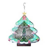 Christmas Tree Shaped Wind 3D Stainless Steel Wind Chimes Indoor Home Garden and Outdoor Christmas Decoration Party Decorative Hanging Ornaments