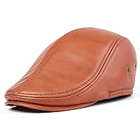 Men's Cap Classic Winter Leather Baseball Caskette Hat Ear Trapper Hat Hunting Brown Grey Orange Autumn Winter Thermal Casual (Color : Gray, Size : L)