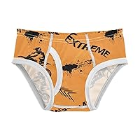 Boys' Briefs Motocross Grunge Black Orange Kid Underwear Little Child Underpants, 2-8T