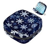 Sanitary Napkin Storage Bag, Christmas Snowflake Pattern Menstrual Cup Pouch, Portable Sanitary Napkin Pads Storage Bags Feminine Menstruation First Period Bag for Teen Girls Women Ladies