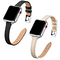 Bundle of the Black and Beige Leather Apple Watch Replacement Bands