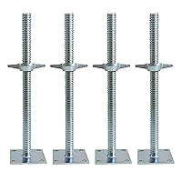 4 Pack Adjustable Leveling Jack Solid Screw Jacks with Base Plate for Baker-Style Scaffolding, Silver