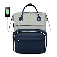 LOVEVOOK Laptop Backpack for Women Fashion Business Computer Backpacks Travel Bags Purse Doctor Nurse Work Backpack with USB Port, Fits 17-Inch Laptop Light Gray- Navy Blue