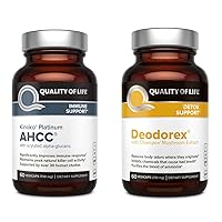 Quality of Life All Natural Immune Support and Detox Bundle - Kinoko Platinum AHCC Mushroom Extract - Deodorex Detox Support Supplement