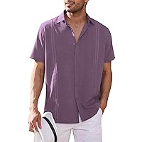 COOFANDY Mens Short Sleeve Cuban Guayabera Shirt Casual Summer Beach Button Down Shirts
