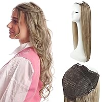 Full Shine Human Hair Wigs for Women U Part Straight Highlight U Wigs Human Hair U Part Ash Brown Highlighted with Platinum Blonde Real Hair 150Grams 20Inch
