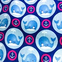 Whale and Anchors in Circles Anti Pill Premium Fleece Fabric, 60” Inches Wide – Sold By The Yard (FB)