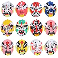BESTOYARD Chinese Opera Performance Masks Flocking Performance Cosplay Mask Role Play Party Supplies 12pcs (Random Style)