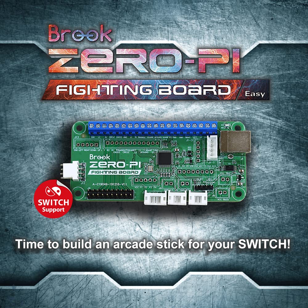Brook Zero- Pi Fighting Board Easy Version - Compatible with Switch/ PS3/ PS2/ PS/ PC(X-Input)/ Retro Gaming Emulator to Arcade Stick Screw Terminal Header Included