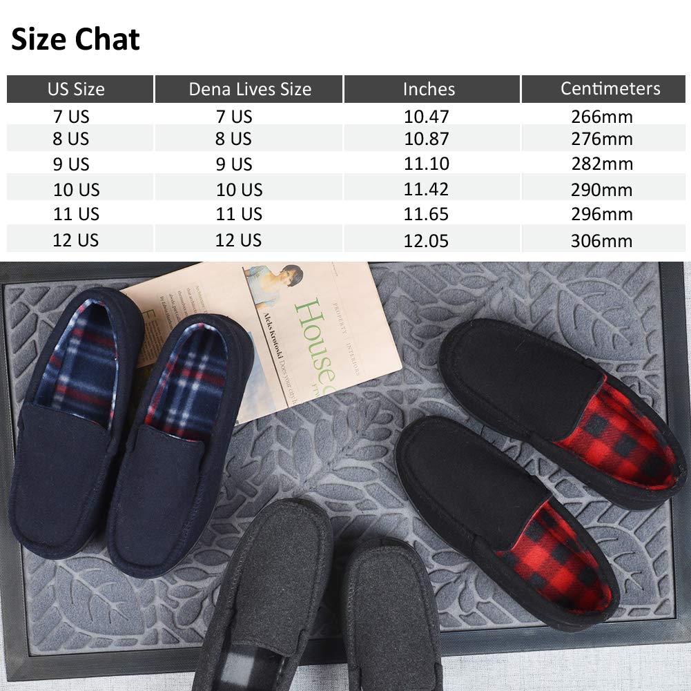 DL Men's Memory Foam Moccasin Slippers Breathable Moccasin Slippers Micro Wool House Shoes Anti-Slip Sole Indoor Outdoor